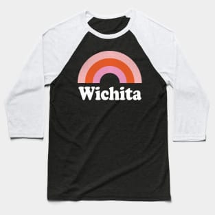 Wichita, Kansas - KS Retro Pink Rainbow Baseball T-Shirt